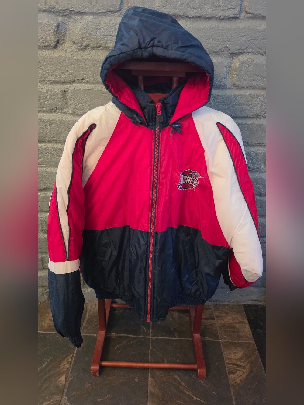 Vintage 90s Pro Player Houston Rockets SPELL OUT NBA Puffer Jacket XXL NOS